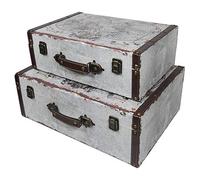 HMF VKO101 Valise en Bois Vintage | Set de 2 | Différentes Dimensions | Carte du Monde comme Décoration