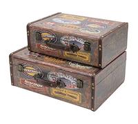 HMF VKO107 Valise en Bois Vintage | Set de 2 | Différentes Dimensions | Décoration du Garage