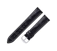 HMFANG 18 20 22mm Bracelets En Cuir D'alligator Compatibles Avec Huawei Watch GT3 Band Crocodile Classic Soft Brown Watch Strap 19 21mm Wristband(Black-White Stitch,18mm)