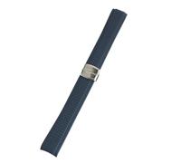 HMFang Bandeau en caoutchouc de silicone noir de 21mm for la sangle de patek compatible avec Aquanaut Philippe 5164A 5167A Ceinture de montre(Blue silver buckle)
