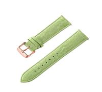 HMFANG Bracelet Cuir Veau Bleu Royal Vert Rose Milkshake Blanc 18MM 20MM 22MM 24MM Accessoires De Sangle(Avocado green rose,15mm)