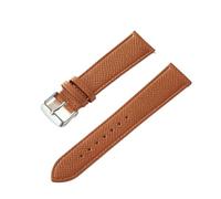 HMFANG Bracelet Cuir Veau Bleu Royal Vert Rose Milkshake Blanc 18MM 20MM 22MM 24MM Accessoires De Sangle(Brown silver buckle,24mm)