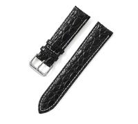 HMFANG Bracelet De Montre 12 13 14 15 16 Mm 17 18 Mm 19 20 Mm 21 22 Mm 24 Mm Bracelet De Montre En Cuir Véritable Avec Broches(Black (White Line),17mm)