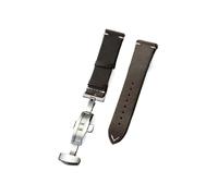 HMFANG Bracelet de montre en cuir de vachette de qualité supérieure avec boucle papillon, cuir huilé et ciré, 18 mm, 20 mm, 22 mm(Dark Brown,18mm)