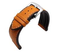 HMFang Bracelet De Montre en Cuir Vachette avec Semelle Silicone, Compatible Les Séries Armani AR1969, 1970 Et 1971. Résistant À l'eau La Transpiration. Accessoire for Homme, 22 Mm(Khaki-Steel)