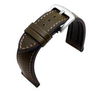 HMFang Bracelet De Montre en Cuir Vachette avec Semelle Silicone, Compatible Les Séries Armani AR1969, 1970 Et 1971. Résistant À l'eau La Transpiration. Accessoire for Homme, 22 Mm(Army Green-Steel)