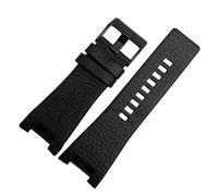 HMFang Bracelet De Montre en Cuir Véritable 32 X 18 Mm, Compatible avec Les Bracelets De Montre Diesel DZ1216, DZ4246, DZ4247 Et DZ287(BlackA Black Buckle)
