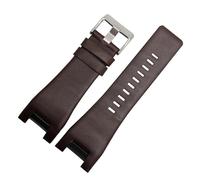 HMFang Bracelet De Montre en Cuir Véritable 32 X 18 Mm, Compatible avec Les Bracelets De Montre Diesel DZ1216, DZ4246, DZ4247 Et DZ287(BrownB Silver Buckle)