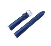 HMFang Bracelet De Montre en Cuir Véritable Brillant 16 Mm, 18 Mm, 20 Mm, Coutures Rouges Et Blanches, avec Épingles(Dark Blue,16mm)