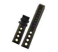 HMFang Bracelet De Montre en Cuir Véritable Compatible avec La Tissot 1853 Racing PRS516 T91, Couche Supérieure en Cuir De Vachette, 20 Mm(Black Yellow-No)