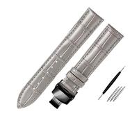 HMFANG Bracelet De Montre En Cuir Véritable Gris 16mm 18mm 20mm 22mm 21mm Bracelet De Montre En Cuir De Vache Bracelet De Couleur Grise Montres-bracelets Souples Ceintures De Bande(Grey black buckle_2