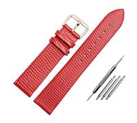 HMFANG Bracelet De Montre En Cuir Véritable Motif Lézard 10 12 14 16mm 18 20mm Montre Bande De Montres-bracelets Élégantes Simples(Red rose buckle,10mm)