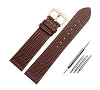 HMFANG Bracelet De Montre En Cuir Véritable Motif Lézard 10 12 14 16mm 18 20mm Montre Bande De Montres-bracelets Élégantes Simples(Brown gold buckle,20mm)