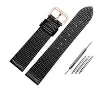 HMFANG Bracelet De Montre En Cuir Véritable Motif Lézard 10 12 14 16mm 18 20mm Montre Bande De Montres-bracelets Élégantes Simples(Black rose buckle,6mm)