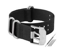 HMFANG Bracelet De Montre en Nylon 22mm 23mm Bracelet De Montre Étanche Sport for Bracelets De Montre Bracelet Noir Mode Bracelet for Hommes Ceinture(Black Two Silver_22mm)