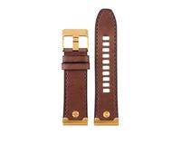 HMFang Bracelet de montre rétro en cuir véritable de qualité for hommes, Compatible avec DZ4343 DZ4323 DZ7406, bracelet de montre Vintage en cuir italien 22mm 24mm 26mm(C brown-golden,28mm)