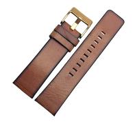 HMFANG Bracelet En Cuir Authentique De Haute Qualité Compatible Avec Le Bracelet De Montre Diesel DZ 1399 DZ4280 DZ4290 22mm 24mm 28mm(Brown-Gold Buckle,24mm)