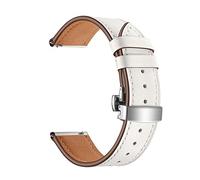 HMFANG Bracelet en cuir de 18mm de 22mm 20mm Compatible avec Garmin Vivoactive3 4 4S Sangle de bande de montre intelligente(White,20mm)