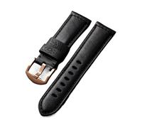 HMFANG Bracelet En Cuir De Vachette Première Couche Fait À La Main, 20 22 24 26MM, Bracelet Vintage Noir, Tour For Homme En Cuir Véritable, Compatible Avec PAM111 44(B Rose gold clasp,24mm)