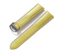 HMFANG Bracelet en cuir souple compatible avec Cartier Tank London Key Litchi Grain souple pour homme et femme Boucle pliable Accessoires de montre, 17mm