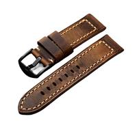 HMFang Bracelet en cuir Vintage for hommes, huileux, première couche de peau de vache, 20 21 22 23 24MM, Adaptable, en Bronze, épais(Brack clasp,21mm)