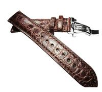 HMFANG Bracelets De Montre Faits À La Main En Véritable Peau De Crocodile 18 19 20 21 22 Mm Marron Foncé Poignet Boucle Papillon Bracelet De Montre Ceinture