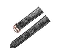 HMFANG Ceinture En Cuir Bracelet De Montre En Cuir Souple Litchi Ceinture For Hommes Ceinture For Dames Bracelet Compatible Avec Les Accessoires De Montre Cartier Tank London Blue(Black Rose Buckle_15