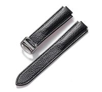 HMFang Compatible Avec Le Bracelet Ballon Bleu Cartier En Cuir De Vachette Grain Litchi Souple, Accessoires Pliants En Cuir For Hommes Et Femmes(Black,20x12mm)