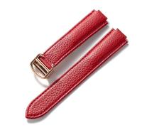 HMFang Compatible Avec Le Bracelet Ballon Bleu Cartier En Cuir De Vachette Grain Litchi Souple, Accessoires Pliants En Cuir For Hommes Et Femmes(Red rose buckle,18x11mm)