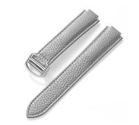 HMFang Compatible Avec Le Bracelet Ballon Bleu Cartier En Cuir De Vachette Grain Litchi Souple, Accessoires Pliants En Cuir For Hommes Et Femmes(Grey,14x8mm)