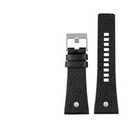 HMFang Compatible With les bracelets diesel Gands for hommes Bandes de montre de grande taille P-olice 2 6mm 28mm 30mm 32mm Zwart Brown Brown Calf Masquer la sangle en cuir(C black silver,28mm)