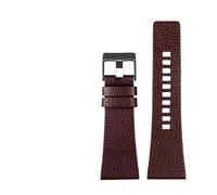 HMFang Compatible With les bracelets diesel Gands for hommes Bandes de montre de grande taille P-olice 2 6mm 28mm 30mm 32mm Zwart Brown Brown Calf Masquer la sangle en cuir(D brown black,26mm)