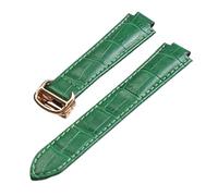 HMFang Convient Aux Séries D'interfaces Convexes Compatible Avec Les Accessoires De Montre Cartier 14 Mm 16 Mm 18 Mm 20 Mm 22 Mm Bracelet En Cuir À Boucle Déployante(Green rose buckle,22x14mm)