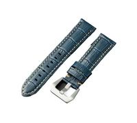 HMFANG Nouveau Bracelet En Cuir Véritable Crazy Horse En Cuir Fait À La Main Épais Bracelet For Hommes Compatible Avec Panerai Strap 20 22 24 26mm(Slub blue,26mm)