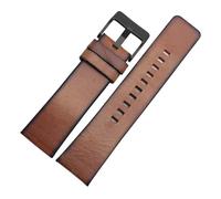 HMFang Qualité authentique rétro en cuir véritable homme apte à DZ4343 DZ4323 DZ7406 Sangle de montre Vintage en cuir italien 22mm 24mm 26mm(Brown-black,26mm)