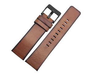 HMFang Qualité authentique rétro en cuir véritable homme apte à DZ4343 DZ4323 DZ7406 Sangle de montre Vintage en cuir italien 22mm 24mm 26mm(Brown-black,26mm)
