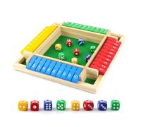 Hmfmdy Jeu Shut The Box, Jeu de Société 2-4 en Bois Jeu Shut The Box Jeu de dés, Jeux de Table Classiques pour La Famille, Le Jeu de dés Populaire, Jeux de Mathématiques pour Enfants et Adultes - A