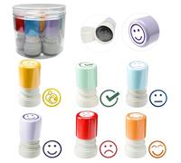 Hmfmdy Lot de 6 tampons auto-encreurs pour enseignants, évaluation des enseignants, récompense de motivation, tampons colorés de dessin animé, tampons pour enfants, sceau de louange, tampon de