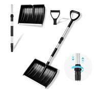 Hmfmdy Pelle à neige de grande capacité avec poignée ergonomique et manche télescopique portable Outil de déneigement pour allée, garage, jardin, camping, urgence, jeu de bonhomme de neige - Noir