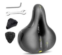 Hmfmdy Selle de vélo avec double ressort, ergonomique, avec housse étanche et clé pour VTT, vélo de route, vélo d'appartement, siège de vélo électrique