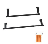 HMIEPRS 2 Pièces Porte-Serviettes, Support à Serviettes Extensible sans Perçage, Porte Serviettes à Suspendre Acier Inoxydable, Porte Torchon Cuisine Noir pour Tiroir Salle de Bain Armoire, 22-35cm