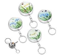 HMIEPRS 4 Pièces Cendrier de Poche Portatif, Cendrier à Cigarettes en Acier Inoxydable avec Porte-clés et Porte-cigarettes, Poche Cendriers Moderne pour les Voyages Véhicule et Extérieur (4 Styles)