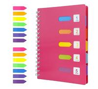 HMIEPRS Cahier à Spirale A5 avec 2 Onglets, Bloc-Notes de Projet A5 avec 5 Intercalaires de Couleur, Cahier Reliure à Spirales, Carnet de Journal pour Les Étudiants, L'école, Le Bureau, L'étude (Rose)