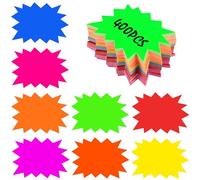 HMIEPRS Étiquette Prix Fluorescent, 8 Couleurs Signes de Starburst, Étiquettes de Prix en Forme d'Étoile Signe de Magasin, Étiquettes de Vente en Papier pour Faveurs Magasin Détail Épiceries (400)