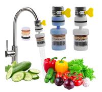 HMIEPRS Lot de 2 Filtre à Eau Robinet, 360°Rotatable Filtre à Eau pour Robinets, 6-layer Filtration Nettoyer Cartouche Charbon Filtre Eau Robinet à Charbon Actif pour Salle de Bain Cuisine