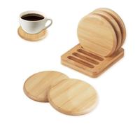 HMIEPRS Lot de 6 Dessous de Verre en Bois, Antidérapant Bougeoirs Coasters Rond de Dessous, Réutilisables Plateaux de Tasse pour Boissons Café Bière Boissons Bougies Bureau Maison Bar