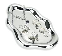 HMIEPRS Plat à Bijoux en Céramique, Plateau à Bijoux en Nuage, Porte Bijoux, Plateau Cosmétique en Céramique, Porte-Maquillage, Porte-Décor pour les Femmes, Filles, Anniversaires, Fêtes (Argent)