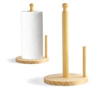 HMIEPRS Porte-Rouleau de Cuisine 2 Pièces, Porte Serviettes de Papier en Bois avec Aide à la Déchirure, Support Essuie-Tout de Comptoir pour Cuisine Salon Salle de Bain Chambre à Coucher