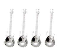 HMILYDYK Lot de 4 cuillères à café en acier inoxydable en forme de guitare Cuillère à café Cuillère à dessert musicale Argenté