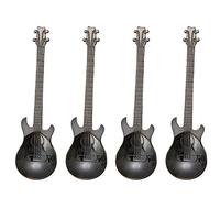 HMILYDYK Lot de 4 cuillères à café en acier inoxydable en forme de guitare - Cuillère à dessert musicale - Ustensile de cuisine mignon - Noir